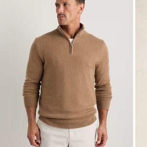 Quince Mongolian Cashmere Quarter-Zip Sweater - Camel